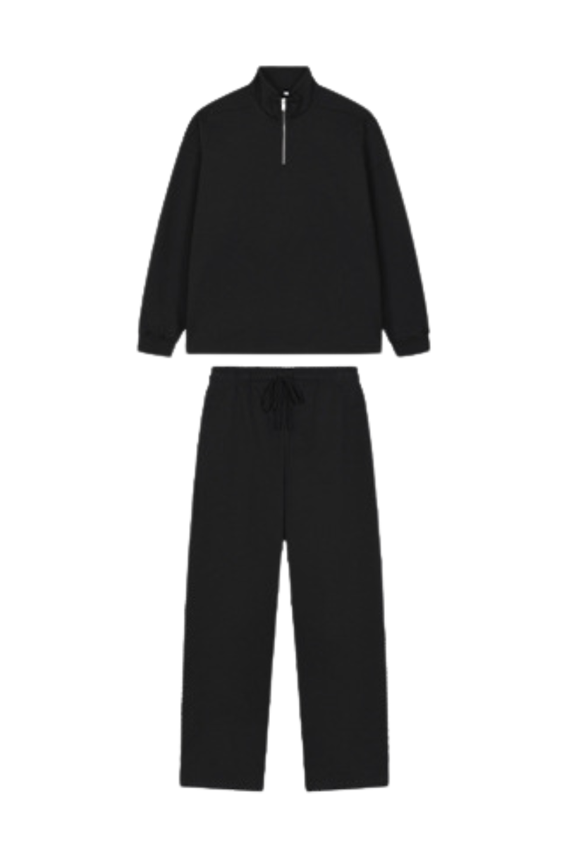 Women's Summer 450g Half Zip Raw Edge Stand Collar Set