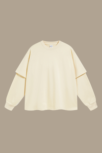 Men's Cotton Patchwork Faux Two-Piece Sweatshirt