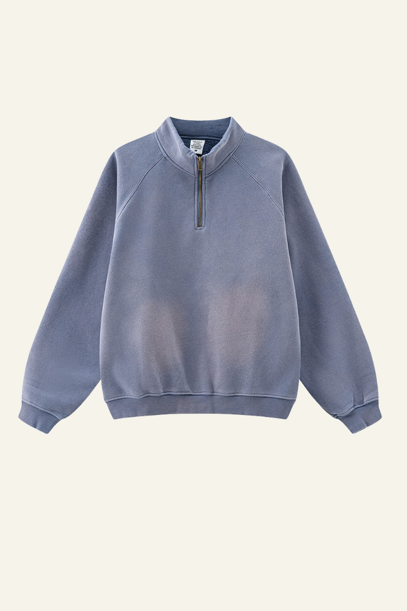 Men's Stand Collar Half Zipper Fleece-Lined Sweatshirt
