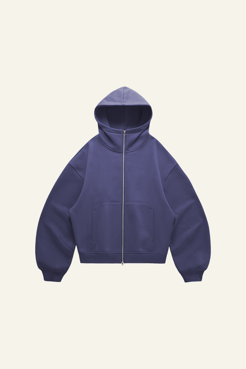 Men's  Streetwear Curved-Sleeve Boxy Hooded Jacket