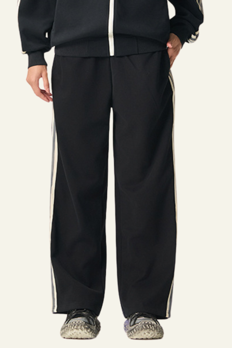 Unisex  Side Stripe Loose-Fitting Wide-leg Pants