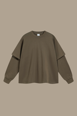 Men's Cotton Patchwork Faux Two-Piece Sweatshirt