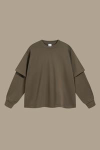 Men's Cotton Patchwork Faux Two-Piece Sweatshirt