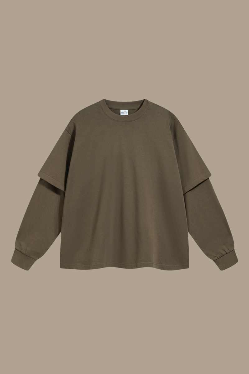 Men's Cotton Patchwork Faux Two-Piece Sweatshirt