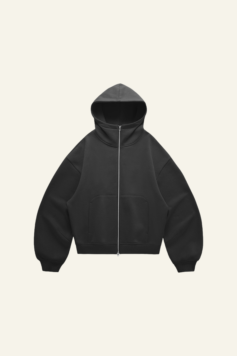 Men's  Streetwear Curved-Sleeve Boxy Hooded Jacket