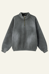 Men's Stand Collar Half Zipper Fleece-Lined Sweatshirt