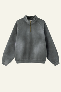 Men's Stand Collar Half Zipper Fleece-Lined Sweatshirt