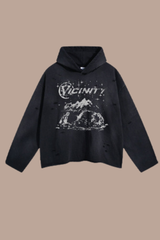 Men's Streetwear Distressed Frayed-Edged Vintage Hoodie