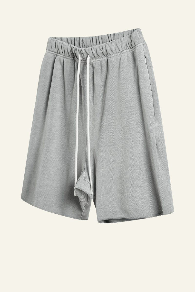 Men's Vintage Washed Cotton Frayed-Hem Shorts