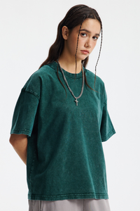 Women's Cotton Streetwear Washed Distressed T-shirt