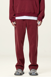 Men's Heavyweight Washed Fleece-lined  Straight-leg Pants.