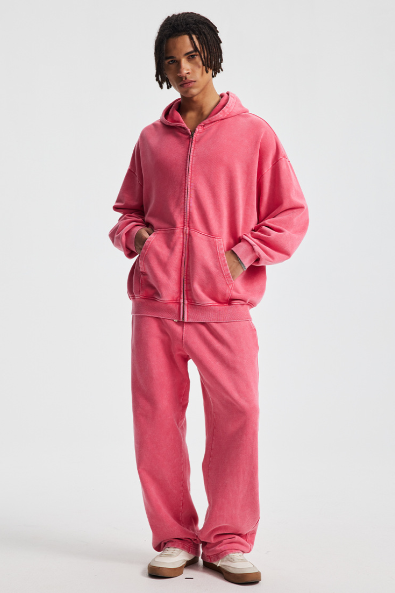 Men's Cotton Streetwear Set:Full Zipper Hooded Jacket  And Sweatpants