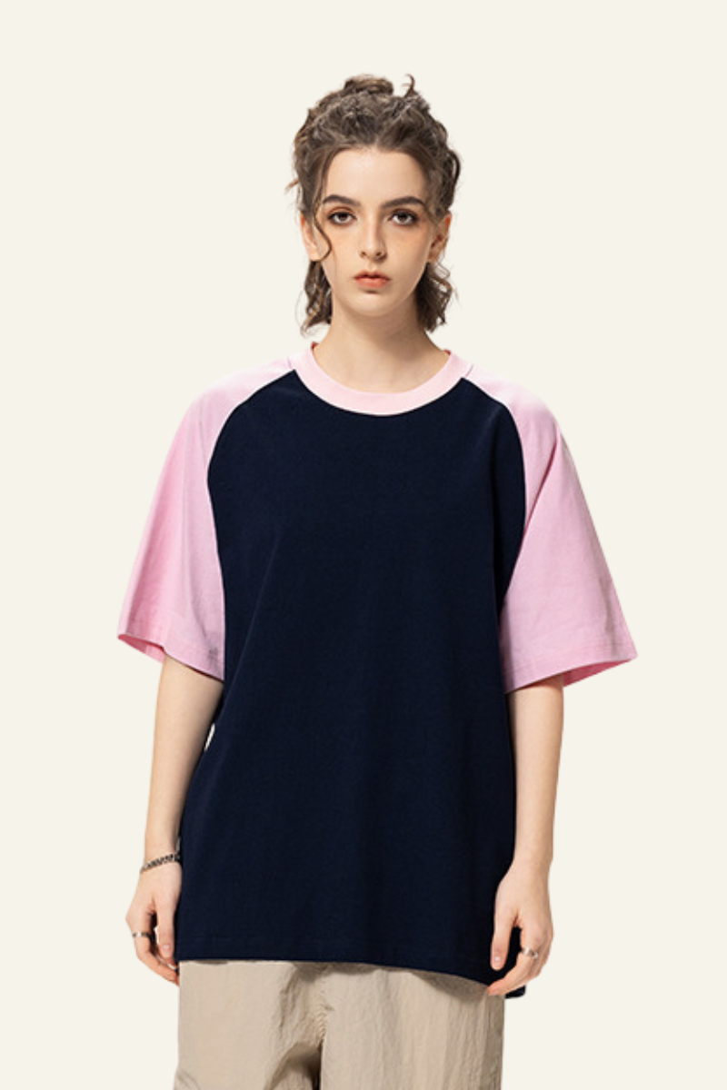 Women's Cotton Color-Blocked Relaxed T-shirt.