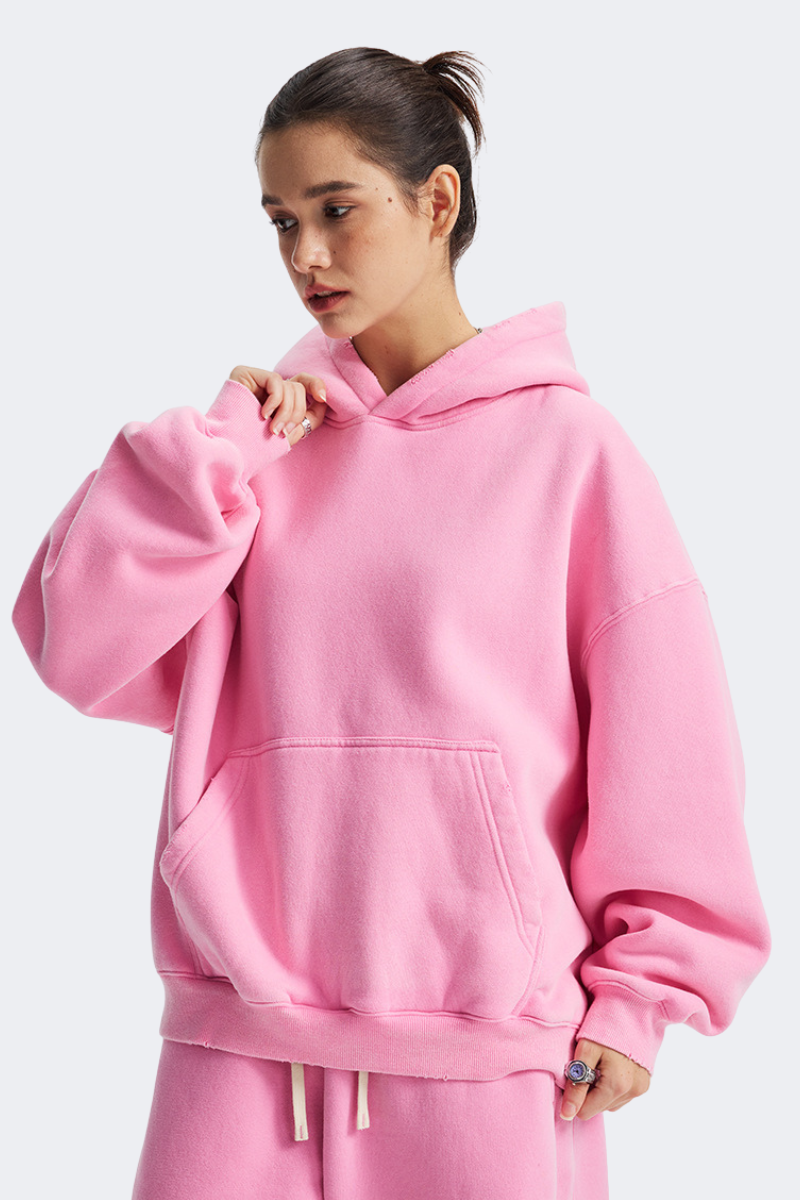 Women's Streetwear Vintage Washed Front Pocket Hooded