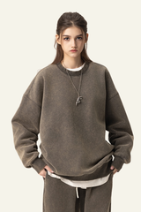 Women's  Washed Distressed Solid Pullover
