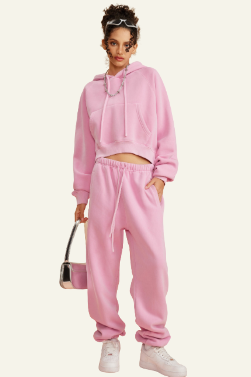 Women's Casual Set:Hoodie And Cuffed Sweatpants