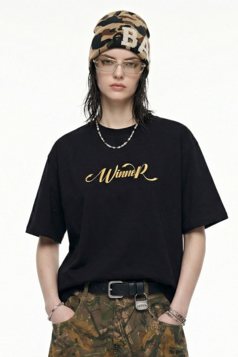 Women's Foil Badge Vintage Oversized Crewneck Tee