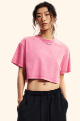 Women's Spring Summer 230g Washed Oversized Cropped Tee