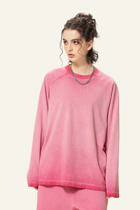 Women's Streetwear Washed Cotton Long-Sleeved T-shirt.