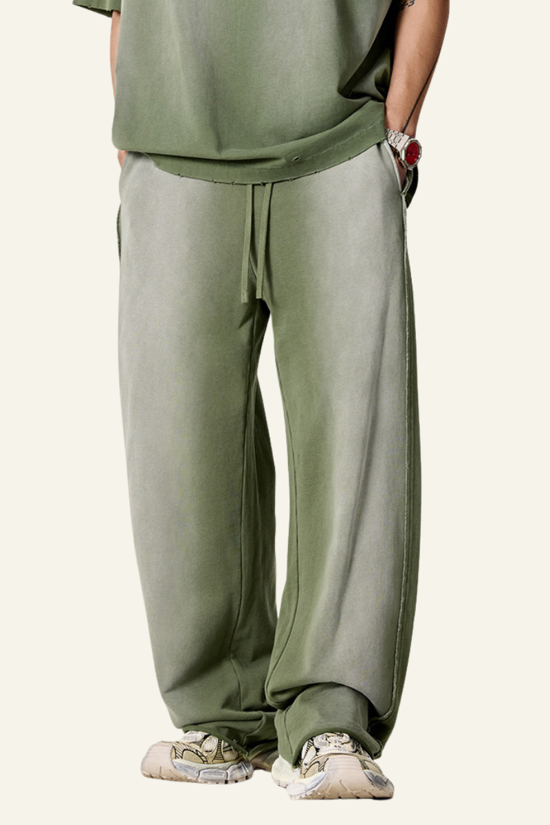 Men's Gradient-Colored Cotton Wide-Leg Pants.