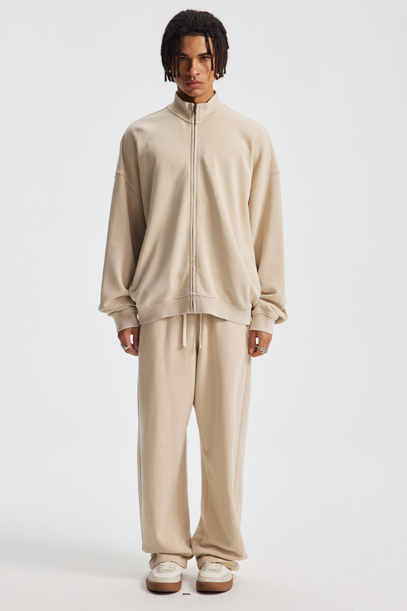 Men's Cotton Set:Stand Collar Jacket And Pants