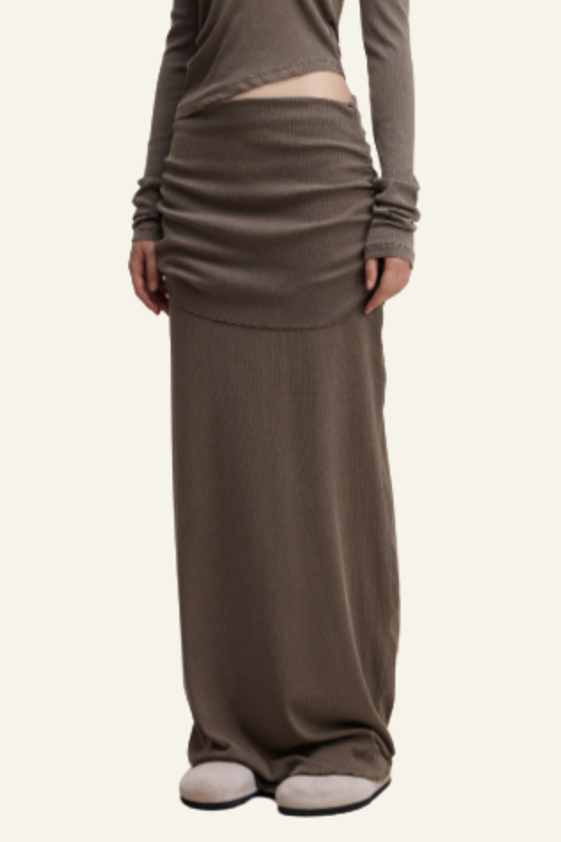 Women's Ruched Slim Fit Maxi Skirt.