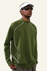 Men's Streetwear Stand Collar Half Zipper Long-Sleeve T-shirt