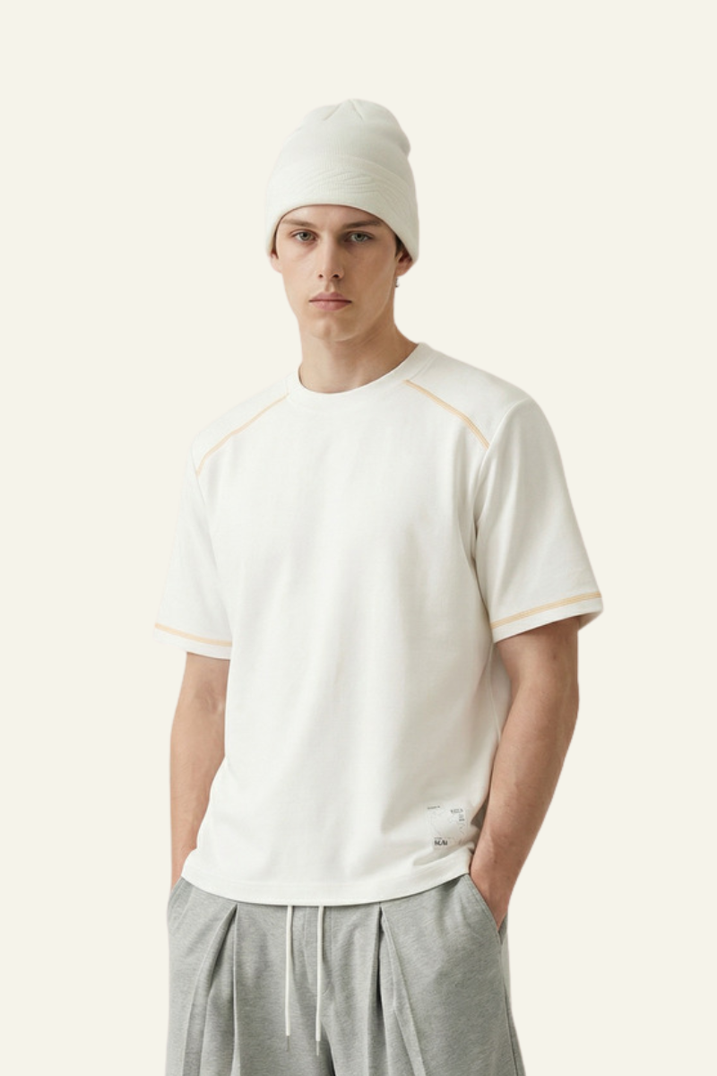 Men's Streetwear Color-Blocked Stripe Sport T-shirt