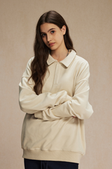 Women's Streetwear Polo Collar  Sweatshirt