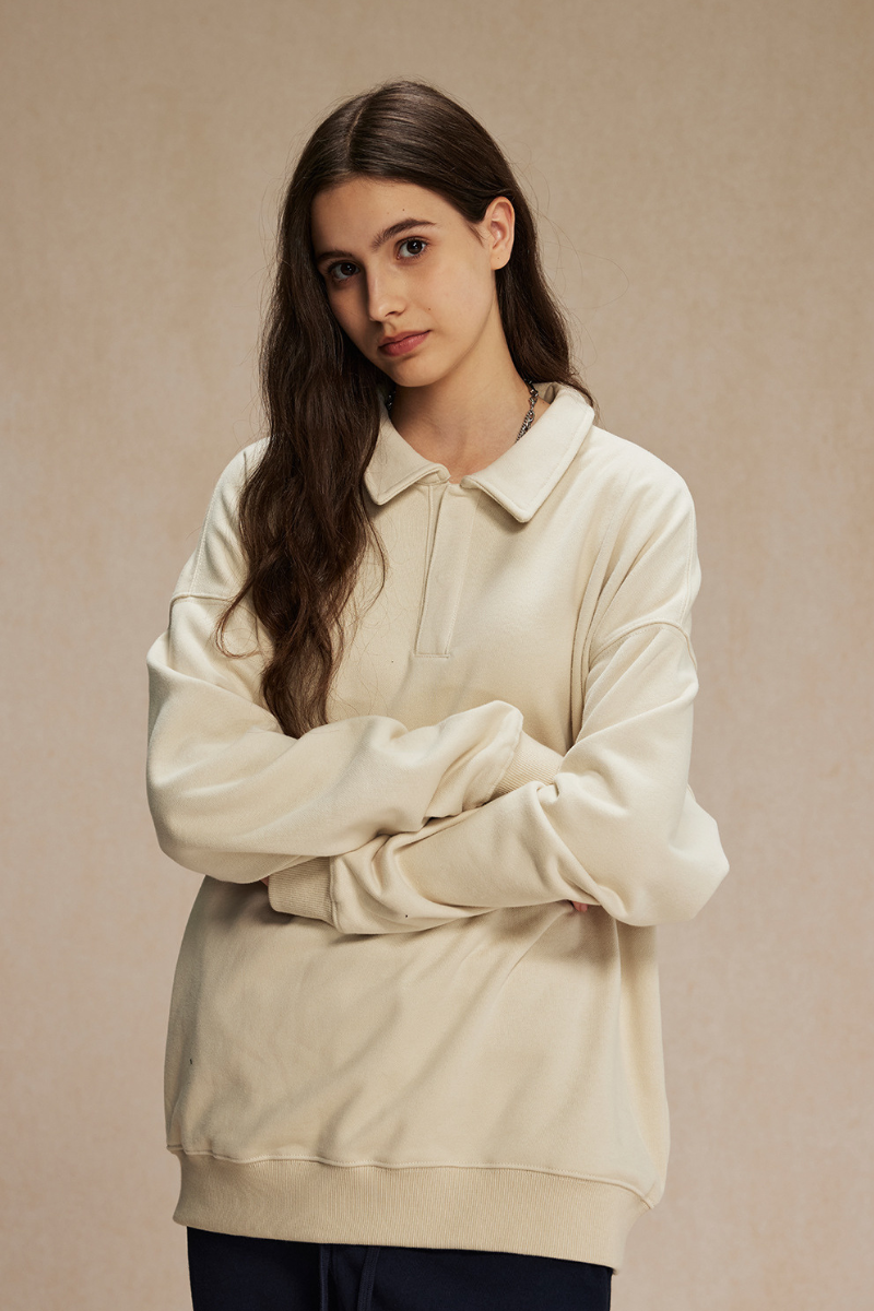 Women's Streetwear Polo Collar  Sweatshirt