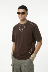 Men's Cotton Linen Oversized Long Sleeve Back Print Tee