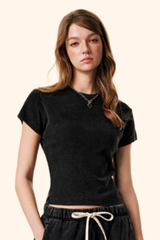 Women's Spring Summer 275g Washed Set-in Crewneck Tee
