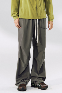Men's Streetwear Side Pleated Quick-Dry Straight Leg Pants
