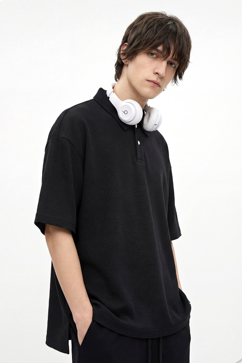 Men's Summer 330g Diamond Waffle Split Hem Polo