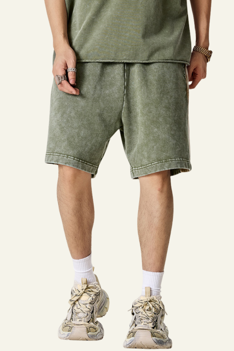 Men's Cotton Streetwear Color-Block Vintage Patchwork Shorts