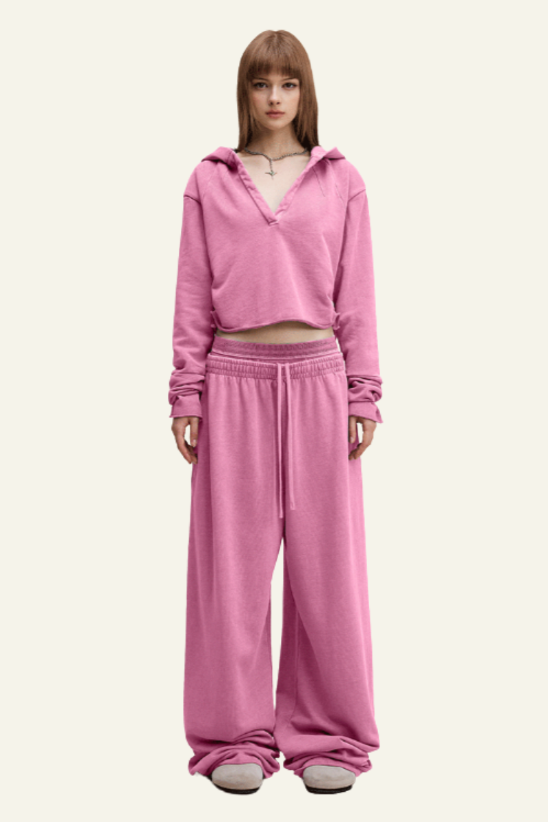Women's Vintage Streetwear Set:Hoodie & Casual Pants
