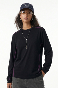 Women's Cotton Linen Symbol Print Long Sleeve Tee