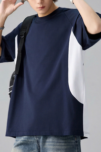 Men's Summer Half Raglan Sleeve side colorblock Cooling Tee