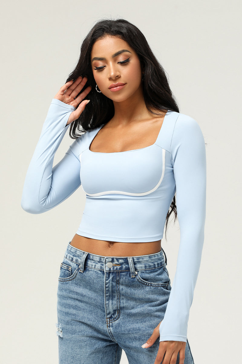 Cropped long-sleeved sports top