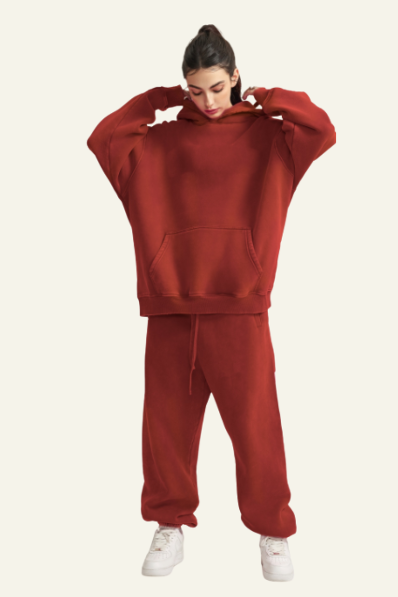 Women's Over Size Set:Hoodie & Cuffed Sweatpants