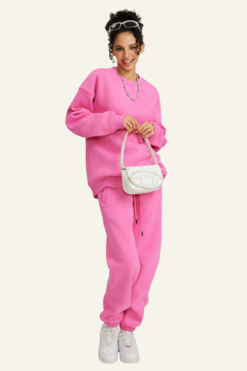 Women's Relaxed Set:Pullover Hoodie & Cuffed Sweatpants