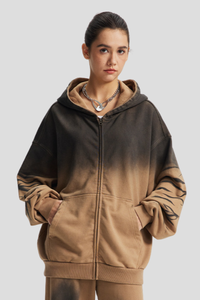 Women's Cotton Streetwear Gradient Hooded Jacket