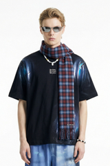 Men's Oversized Solid Cooling Powder Puff Print T-Shirt