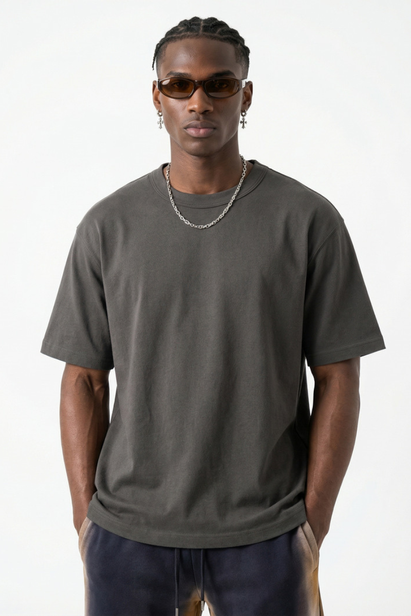 Men's 250g Cotton Double Layer Set-in Basic Tee