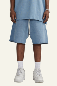 Men's Vintage Washed Cotton Frayed-Hem Shorts