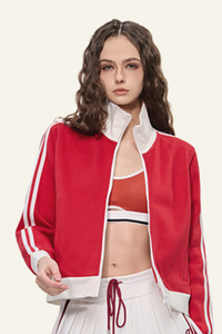 Women's Streetwear Vintage Stand-Collar Side-Striped Jacket