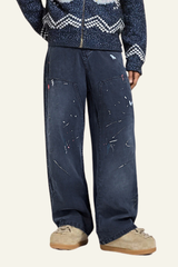 Men's Cotton Vitage Hand-painted Washed Wide Leg Pants