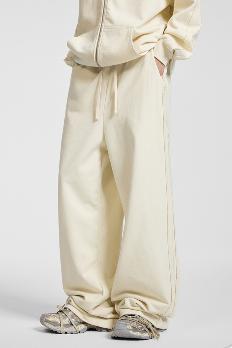 Men's Fall 450g Knit Raw Edge Washed Straight Pants