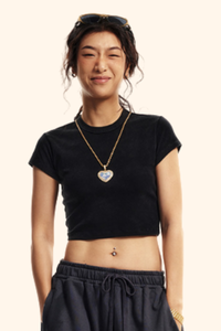 Women's Summer 235g Washed Set-in Slim Crewneck Cropped Tee