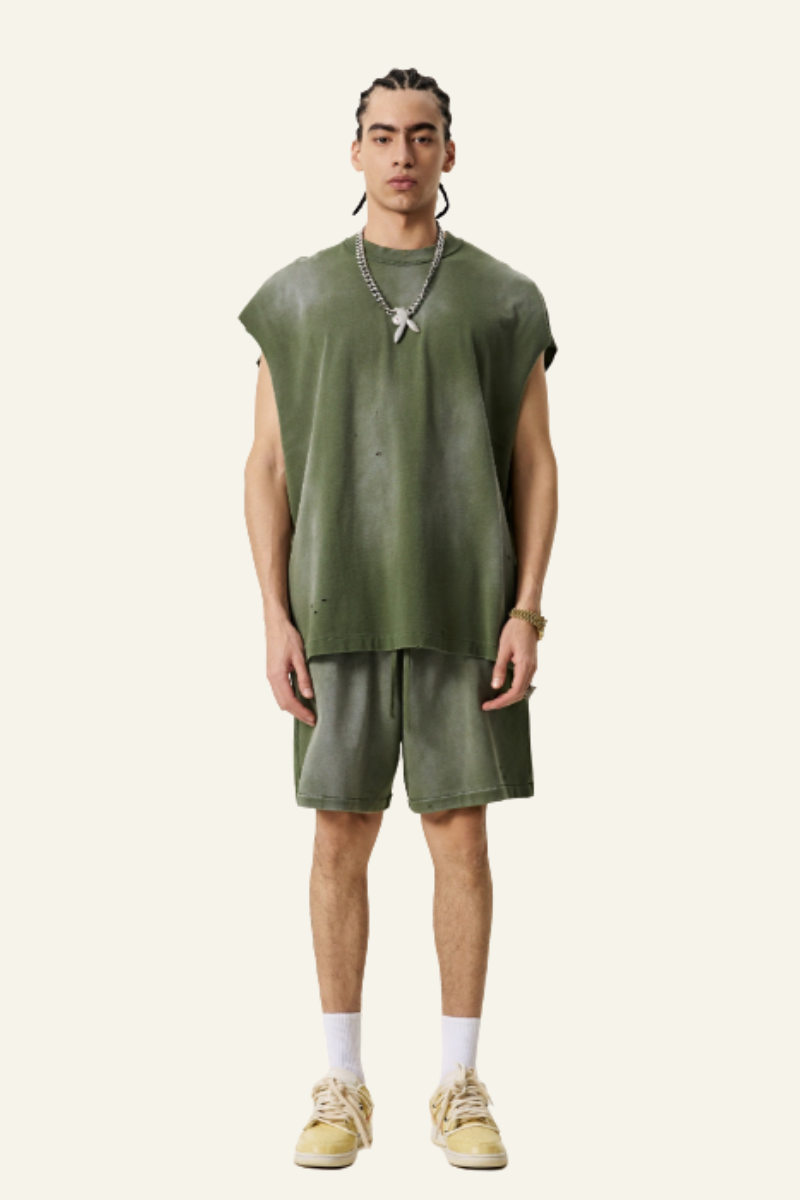 Men's Vintage Gradient Cotton Set:T-shirt And Short